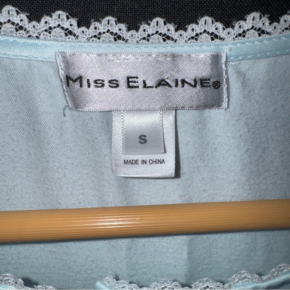 Miss Elaine Blue Lace Embroidered Night Gown S Long Sleeve 45 inch length - Picture 7 of 9